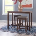 thumbnail image 2 of Linon Claridge Wood 3 Piece Counter Dining Set Gray Padded Seats in Rustic Brown, 2 of 11