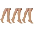 thumbnail image 3 of 3 Pairs Women’s Sheer Knee Massage Socks with Reinforced Toe and Base Stay up Band (Skin), 3 of 9