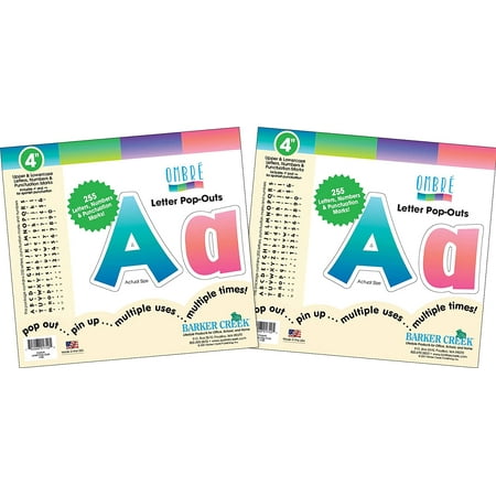 UPC: 0704068043497 | Barker Creek 4  Letter Pop-Outs 2-Pack  Ombré  Jazz Up Your Bulletin Boards with These Colorful Letters  510 Upper and Lowercase Letters  Numbers & Punctuation Marks  4  (4349)