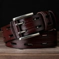 thumbnail image 1 of Men's leather double buckle classic ripped jeans belt, 1 of 5