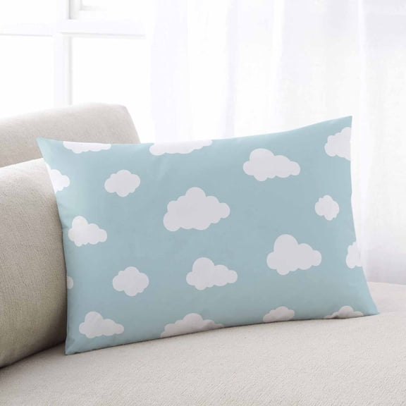 Clouds Throw Pillow Cover, Pillowcase Protectors with Zipper, Breathable Decorative Lumbar Pillow Case Cover, Cartoon Blue Sky Minimalist Aesthetic Pillow Shams for Couch Sofa 12x20Inch