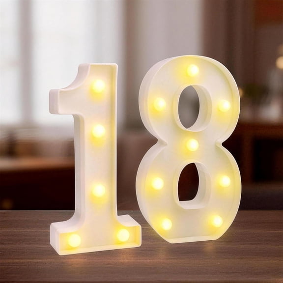 HIBIBUD 18Th Birthday Decorations for Girls &Amp; Boys, Light Up Number 18 Led Marquee Lights, White Number Signs for Party Backdrop, Table Centerpieces, Room &Amp; Wall Decor, 18Th Birthday Gift