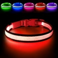 thumbnail image 1 of Collar LED para perro Flashseen, recargable por USB, color rojo rubí, 1 of 6