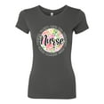 thumbnail image 3 of Floral Nurse Appreciation Pop Culture Womens Slim Fit Junior Tee, Dark Grey, X-Large, 3 of 5