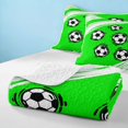 thumbnail image 4 of Manfei Football Sport Bed Spread Queen, Geometric Stripe Queen Coverlet Set, Vivid Green White, Polka Dots Reversible 3 Pieces, 1 Quilt and 2 Pillowcases, 4 of 7