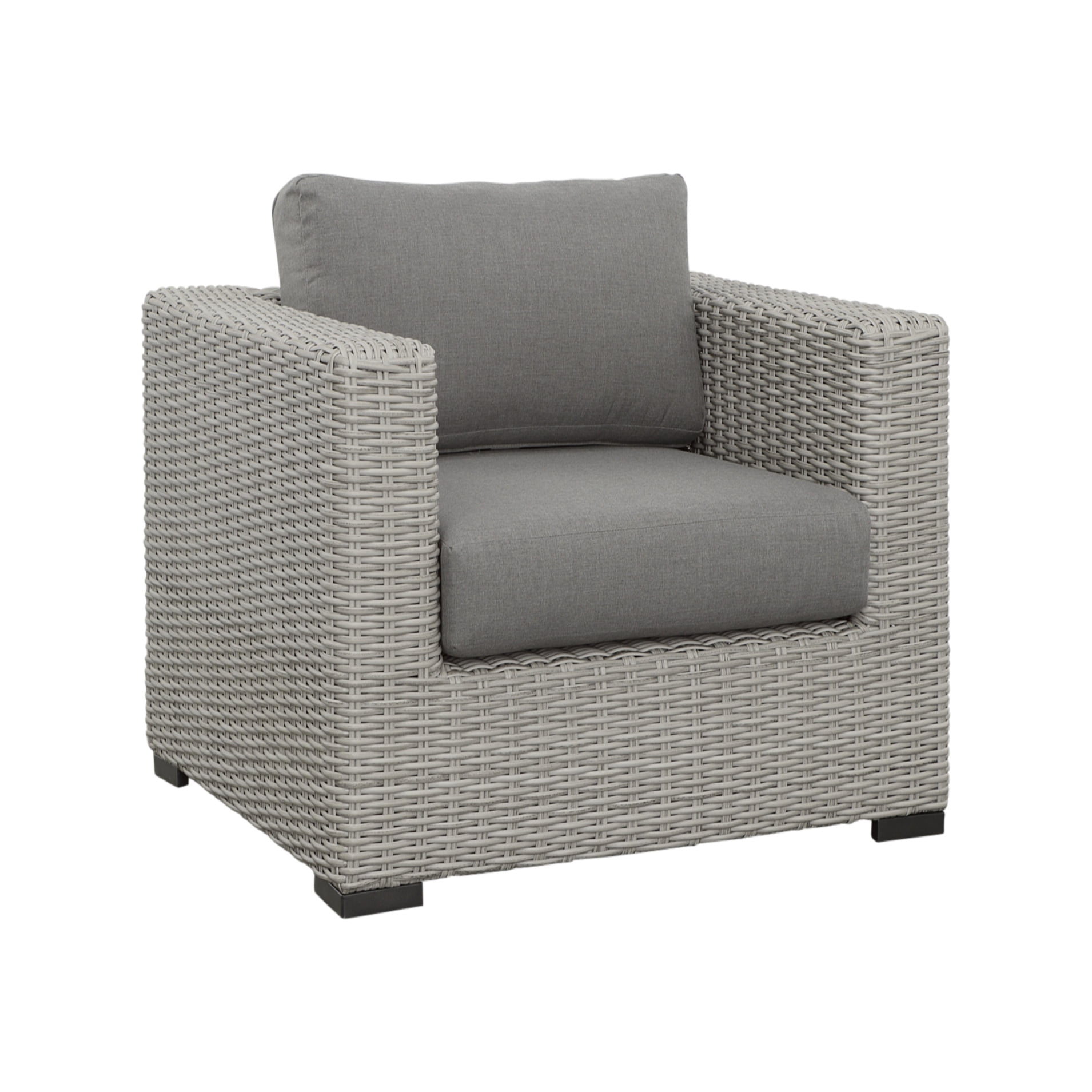 Outdoor Lounge Chair with Half Round Wicker, AllWeather Grey Wicker
