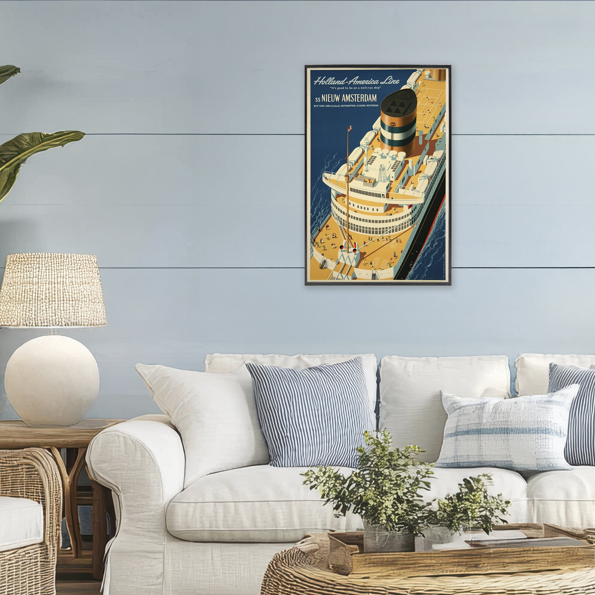 Stupell Industries Nieuw Amsterdam Cruise Ship Black Framed Giclee Art, design by Vintage Posters