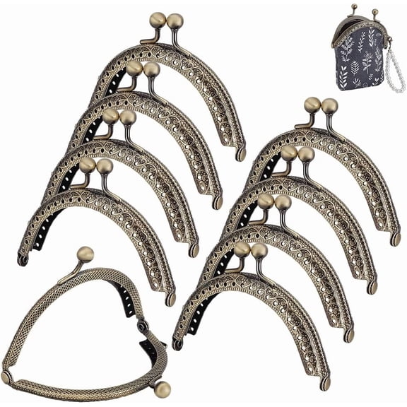 10pcs Purse Clasp Frame Wallet Bag Kiss Clasp Lock Retro Arch Purse Coin Bag Frame Metal Purse Clip Hardware for DIY Craft Purse Bag Sewing Craft Bronze 3.35inch Long for DIY handcrafting