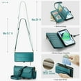 thumbnail image 2 of Crossbody for iPhone 13 Case Wallet【RFID Blocking】with 10-Card Holder Zipper Bills Slot, Soft PU Leather Magnetic Shoulder Wrist Strap for iPhone 13 Wallet Case Women, Green, 2 of 10