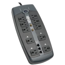 Tripp Lite by Eaton Protect It! 3.345-Joules Surge Protector with Telephone, Modem, and Coaxial Protection, 10 Outlet, 8-Ft. Cord, TLP1008TELTVPT