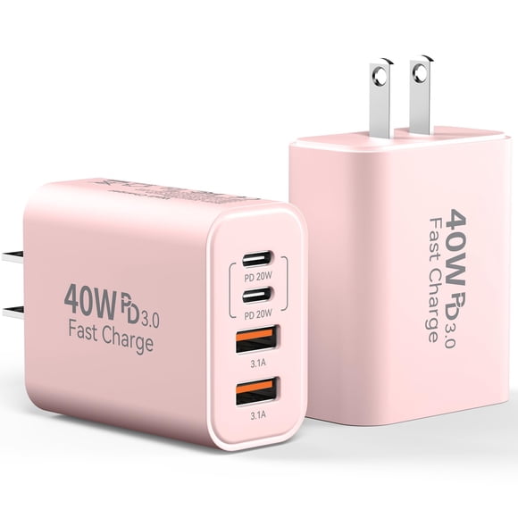 Bloque de cargador de pared USB C Ubearkk de 40 W y 4 puertos de carga rápida