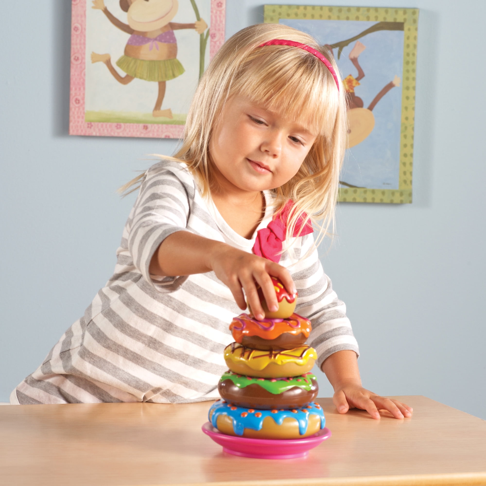 Learning Resources Smart Snacks Stack 'Em Up Doughnuts, Preschool Fine Motor Toys, 6 pieces, Ages 18mos+