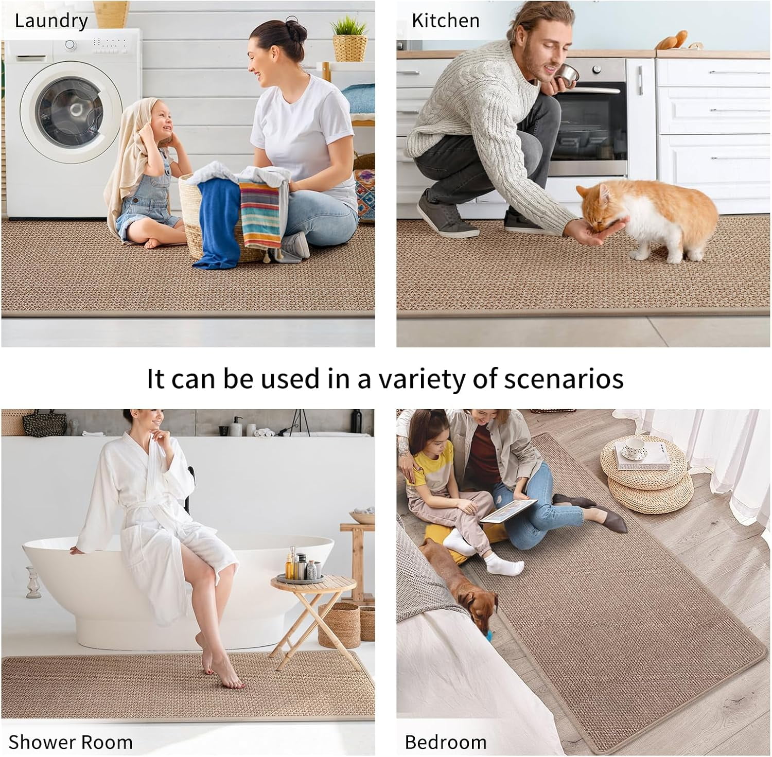 Kitchen Rugs and Mats Non Slip Washable, 17"x47" Brown Absorbent Runner Rugs for Kitchen, Front of Sink, Kitchen Mats for Floor，Easy to Clean and Maintain Kitchen Floor mat