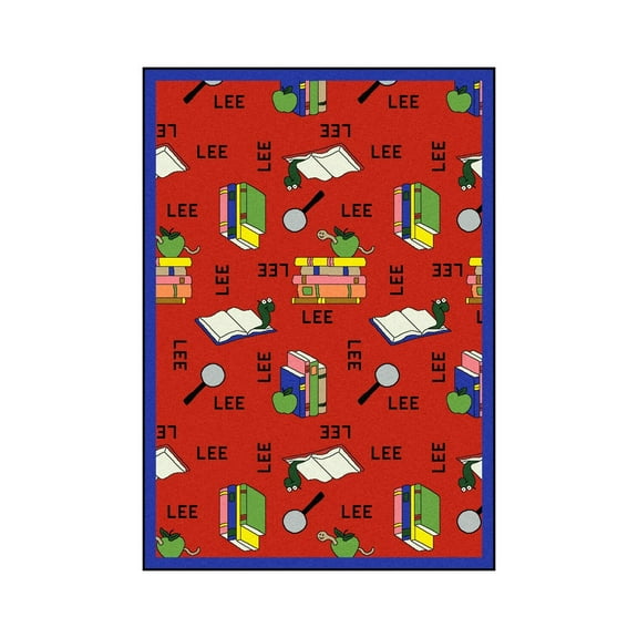 Bookworm (Spanish) 7'8" x 10'9" Area Rug In Color Red