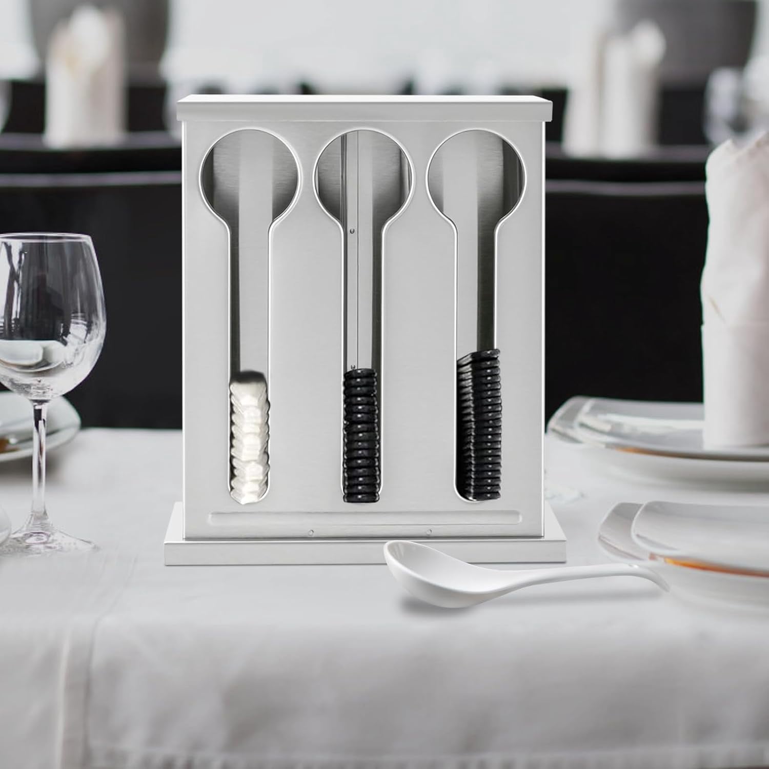 Utensil Dispenser for Knife Spoons and Forks 3 Compartment Stainless Cutlery Silverware Organizer Utensil Holder Party Forks Spoons Dispenser for Party Wedding