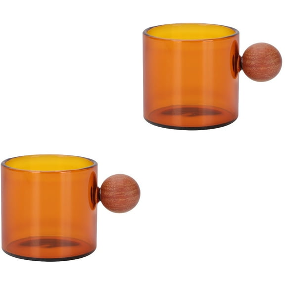 Set of 2 Insulated Coffee Mug with Lid Glass Cup Rounded Mouth Travel