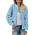 thumbnail image 1 of GreatBaby Blouses Courtes Mode pour Femmes Automne Confortables Manches Longues Élastiques Col Rond Fermeture Éclair Tissu Léger (Bleu Ciel3,L), 1 of 6