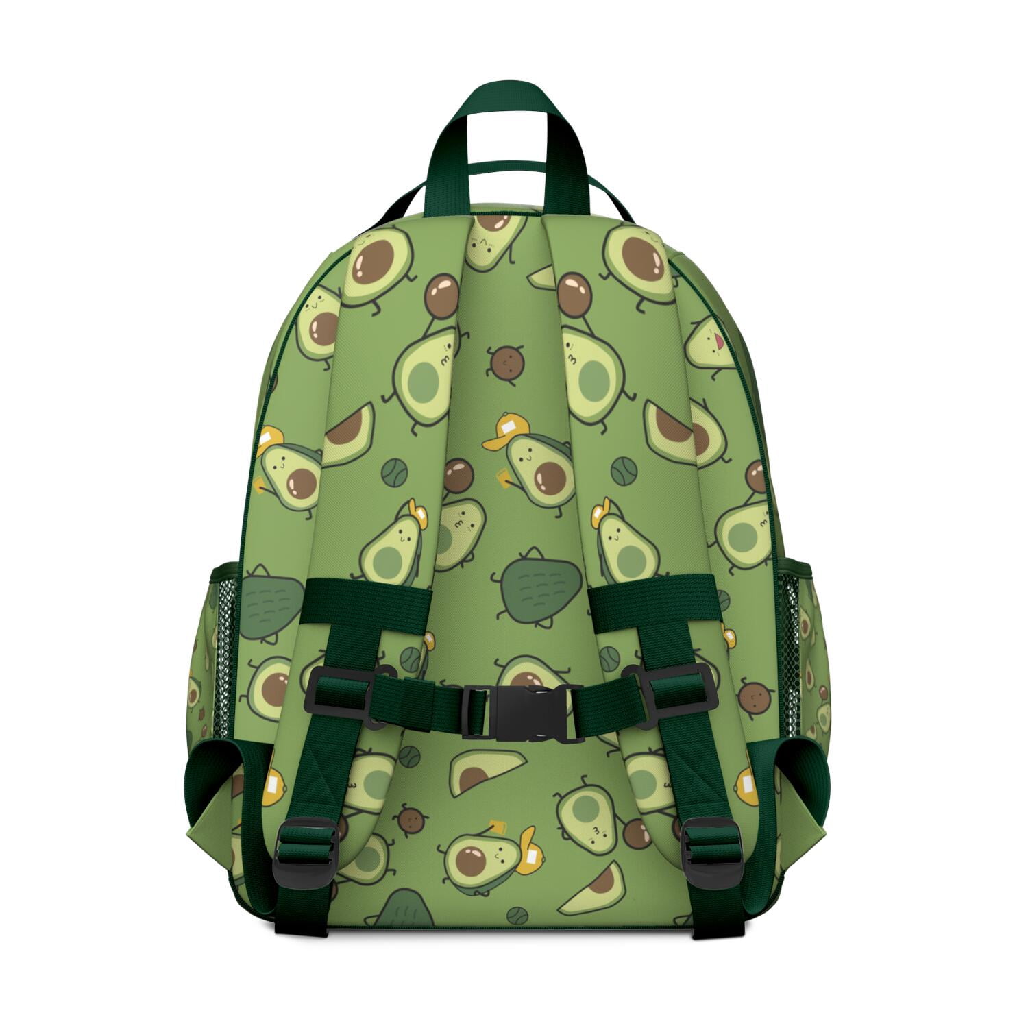 Fresh Avocado Print Backpack for Teens - Waterproof Ergonomic Daypack with Spacious Compartment & Secure Chest Buckle