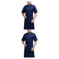 thumbnail image 3 of sweethay Abrigo de Chef de verano, uniforme de Chef de manga corta de poliéster, traje con botones, camisas de carnicero para hombres, Type2 NO2, 3 of 6