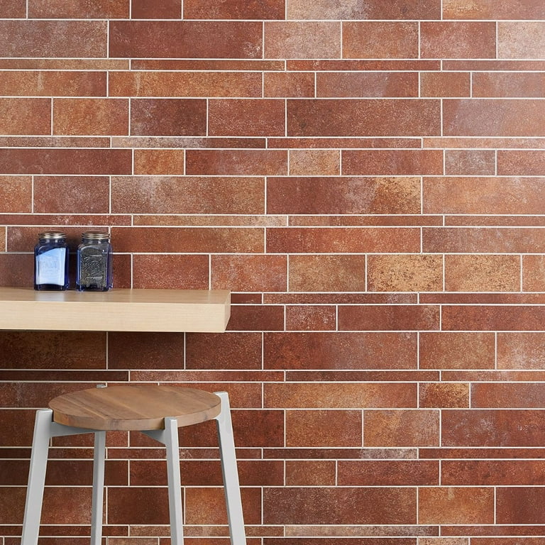 Bond Tile Easy Luxe Railroad Terra 11.81 in. x 11.81 in. SPC Peel and Stick Tile (0.96 Sq. Ft. / Sheet) Bond Tile Easy Luxe Railroad Terra 11.81 in. x 11.81 in. SPC Peel and Stick Tile (0.96 Sq. Ft. / Sheet)