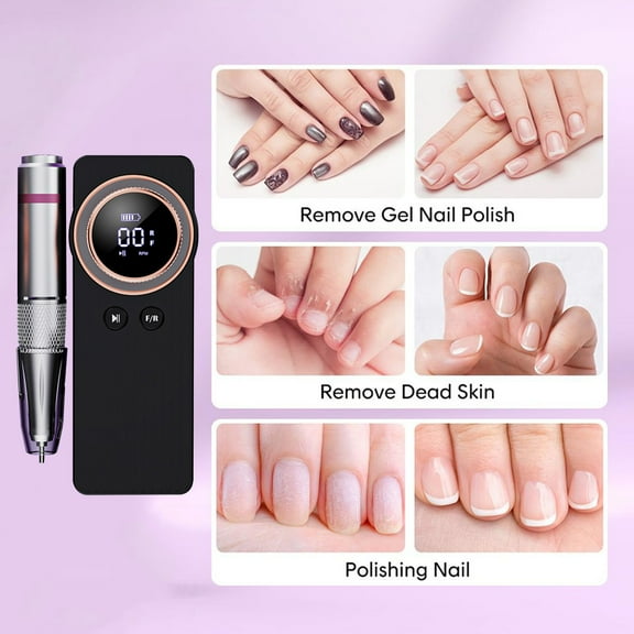 Banzch Rechargeable Portable Nail File Acrylic Gel Grinder Tools With 6 Bits And Sanding Bands For Manicure Pedicure Carve Polish,Mothers Day Gifts