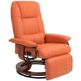 thumbnail image 2 of HOMCOM Faux Leather Manual Recliner, Adjustable Swivel Lounge Chair with Footrest, Armrest and Wrapped Wood Base for Living Room, Orange, 2 of 9