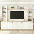 thumbnail image 3 of Harper & Bright Designs Farmhouse Wall Unit Entertainment Center 4-Piece with Bookshelves, Media Console with Adjustable Shelves, Large TV Stand with Storage for 75" TV, White, 3 of 16
