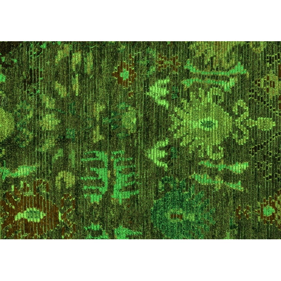 Ahgly Company Indoor Rectangle Abstract Green Modern Area Rugs, 2' x 3'