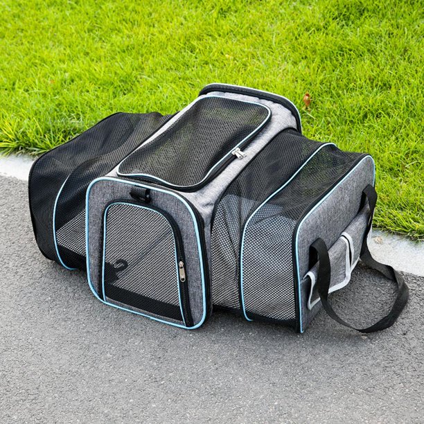Bolsa de Transporte para Mascotas Capacidad, Plegable, Extensible, Ligero, Conejo, Tela Oxford Suave, Perro, Gato, Transporte para , Tran grisáceo Colco portador de cachorros