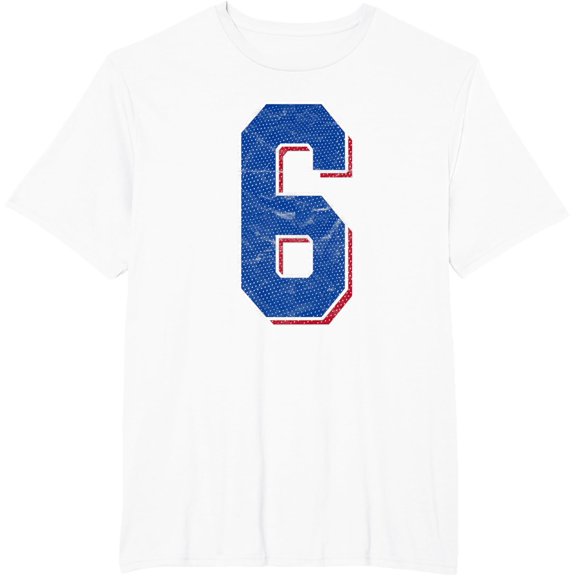 t-shirt Number 6 Numbered Uniform Sports Team Jersey 6th Birthday T-Shirt mens, woman, white，funny，journey，Crew Neck, Short Sleeve,printing