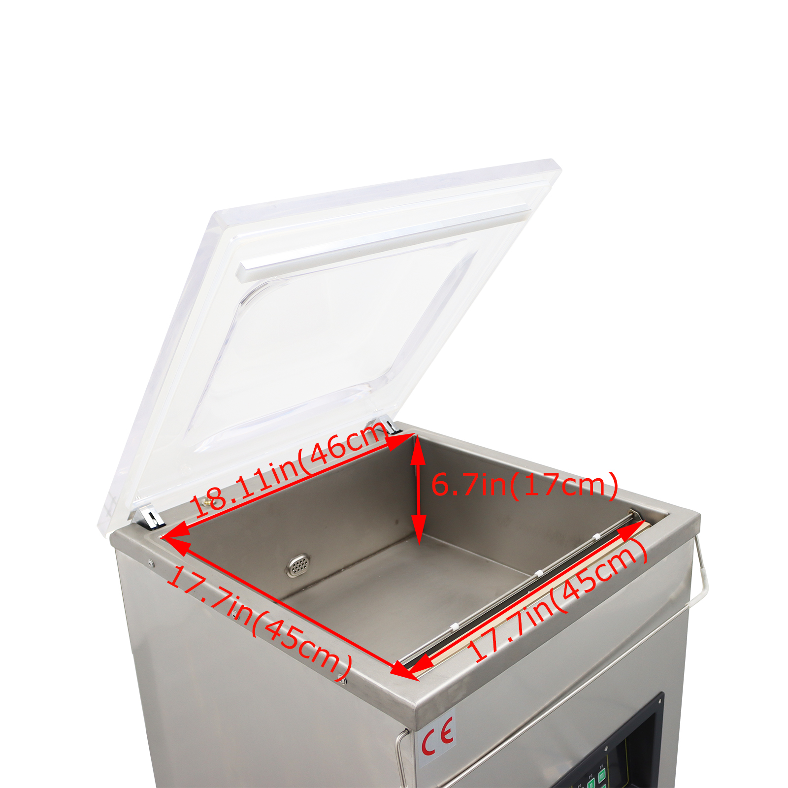 17.7 Inch Vacuum Packaging Machine Single Chamber Vacuum Sealer with Microcomputer Control for Food Fruits Vegetables 110V Stainless Steel