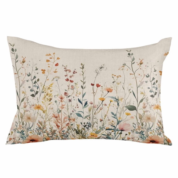 Vintage Botanical Throw Pillow Cover 12 x 20 Inch Decorative Pillow Cover Spring Floral Summer Botanical Rustic Lumbar Pillowcase Seasonal Rectangle Cushion Case for Couch Sofa Bed Living Room