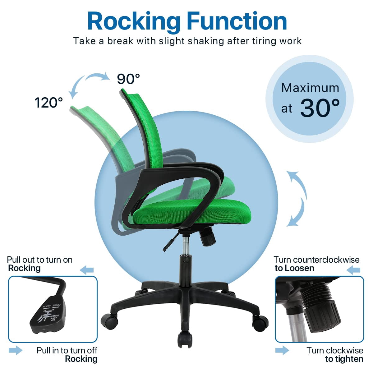 NiamVelo Mesh Office Chair, Mid-Back Home Office Chair Adjustable Ergonomic Desk Chair with Armrest, Rolling Swivel Chair for Adults, Green