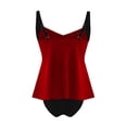 thumbnail image 6 of Roncen Womens Tankini Bathing Suit Modest Two Piece Swimsuit Ruffle V Neck Swim Tank Top with High Waisted Bottom, 6 of 7