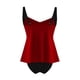 thumbnail image 5 of Conjunto de Bikini de Cintura Alta para las Mujeres Color Sólido Correa sin Espalda Dos Piezas, Bloque de Color Fuera Del Hombro Tanjini Traje de Baño, 5 of 7