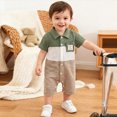thumbnail image 4 of KPOPLK Baby Boy Polo Romper Pajama Short Sleeve Color Block Ribbed Knit Collared Cotton One-Piece Jumpsuit PJM Sleepwear Bodysuit 0-24M Size 6-9 Months,Green, 4 of 9