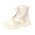 thumbnail image 2 of Girls Ankle Boots Mesh Lace Up Back Zipper Booties Kids Summer Hollow Out Breathable Soft Sole Boots White 12 Little Kids, 2 of 7