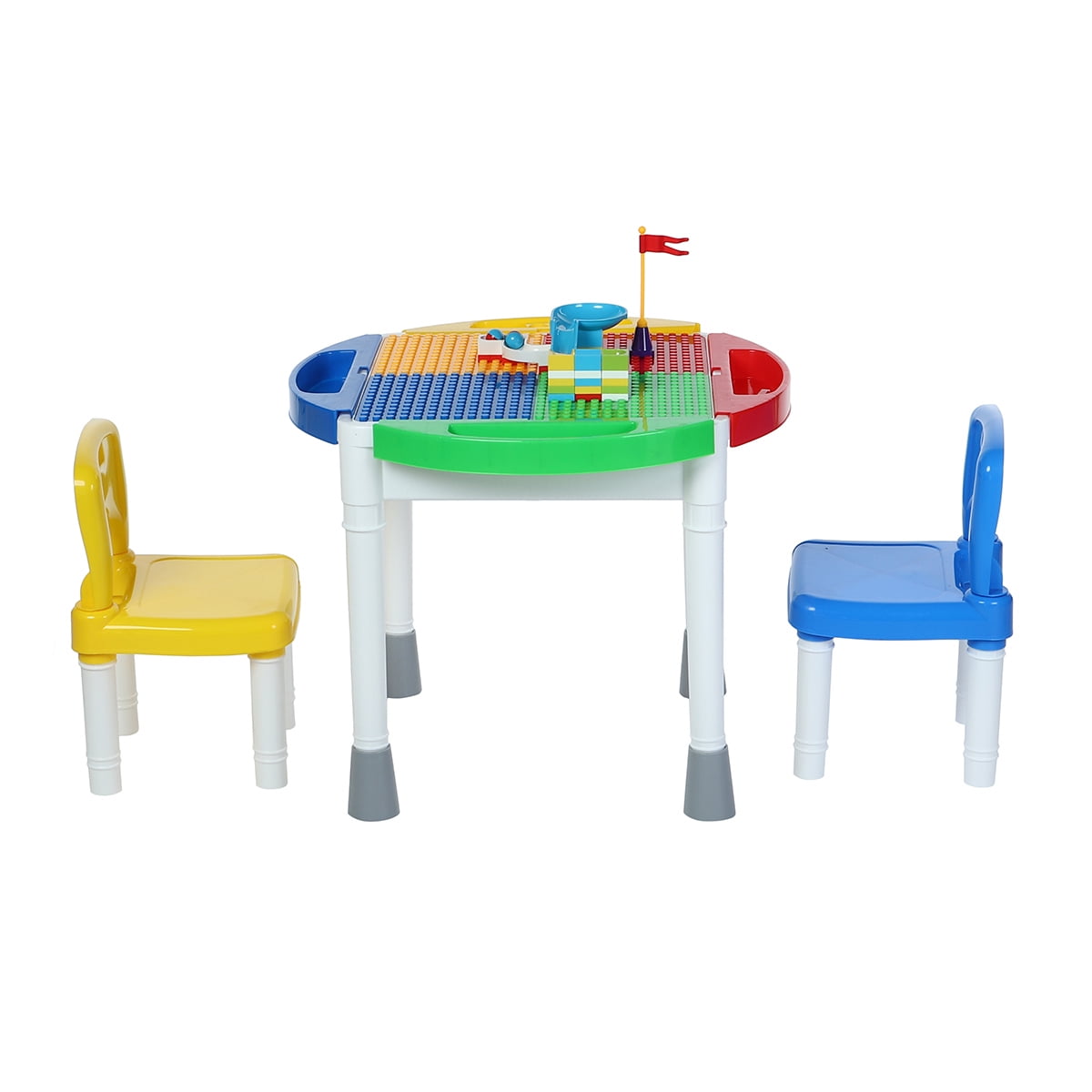 Kids Multi Activity Table Chair Set With Building Blocks Exercise N Play Toddlers Play Desk With Storage Box For Boys Girls Entertainment Study Dinner Walmart Com Walmart Com