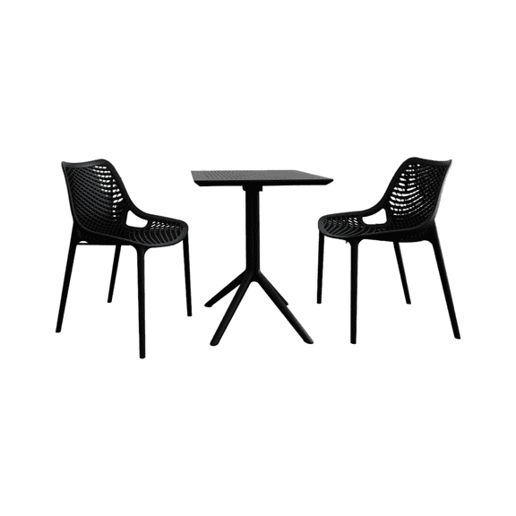 Luxury Commercial Living 3-Piece Black Folding Outdoor Patio Bistro Set 32.25"