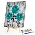 thumbnail image 2 of Cuadros Decorativos Pintura de crisantemo azul mariposa por números imagen DIY sobre lienzo (S784) Likrtyny embutido en tela, 2 of 6