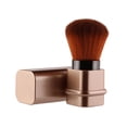 thumbnail image 1 of Premium Nylon Bristle Retractable Blush Brush - Aluminum Handle Makeup Tool for Blusher, Foundation & Powder - Ultra Soft, Even Application, Portable Design - Professional & Home Use - Golden Finish, 1 of 7