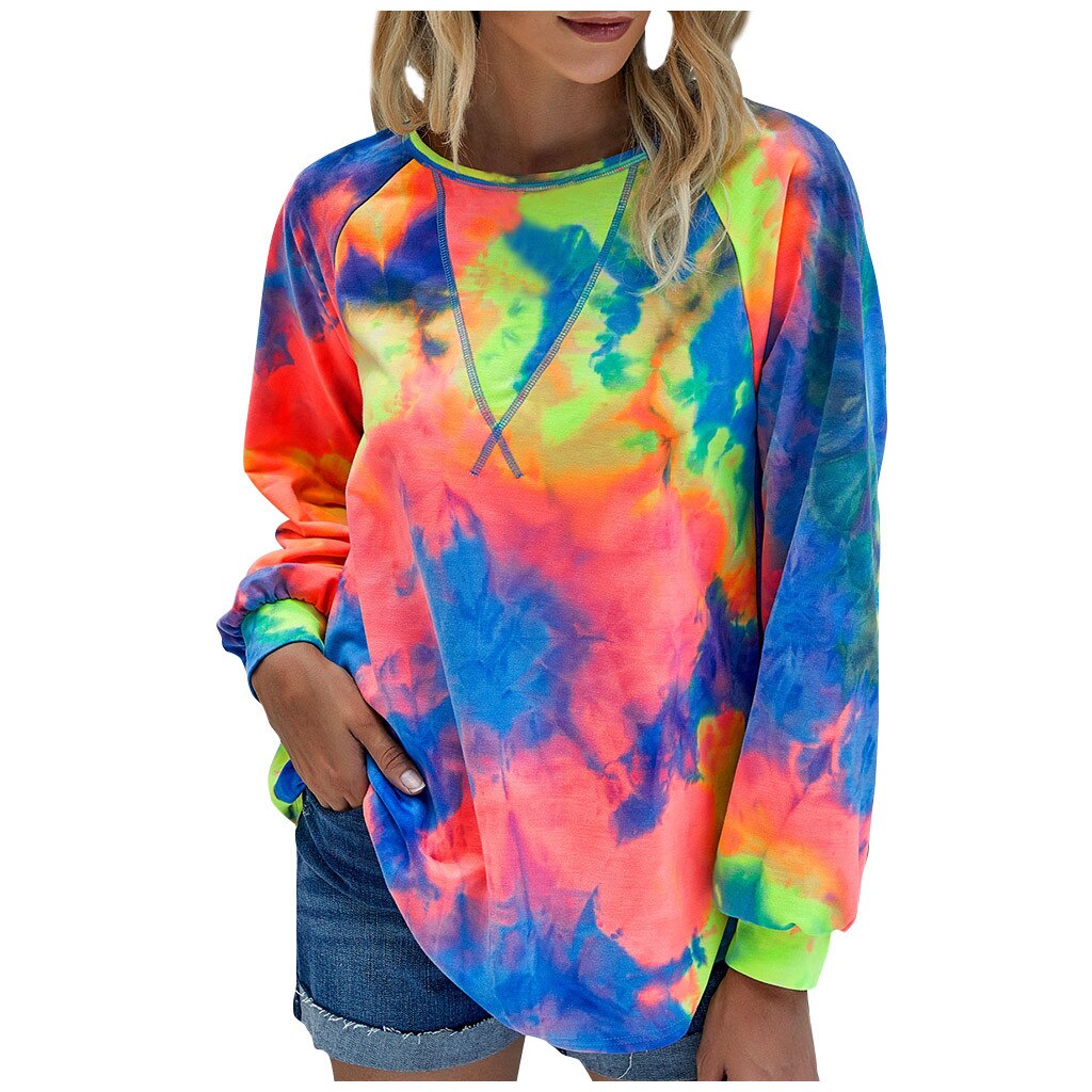 45 Woman Tshirts Fashion Oneck TieDyed Printing T shirt Women