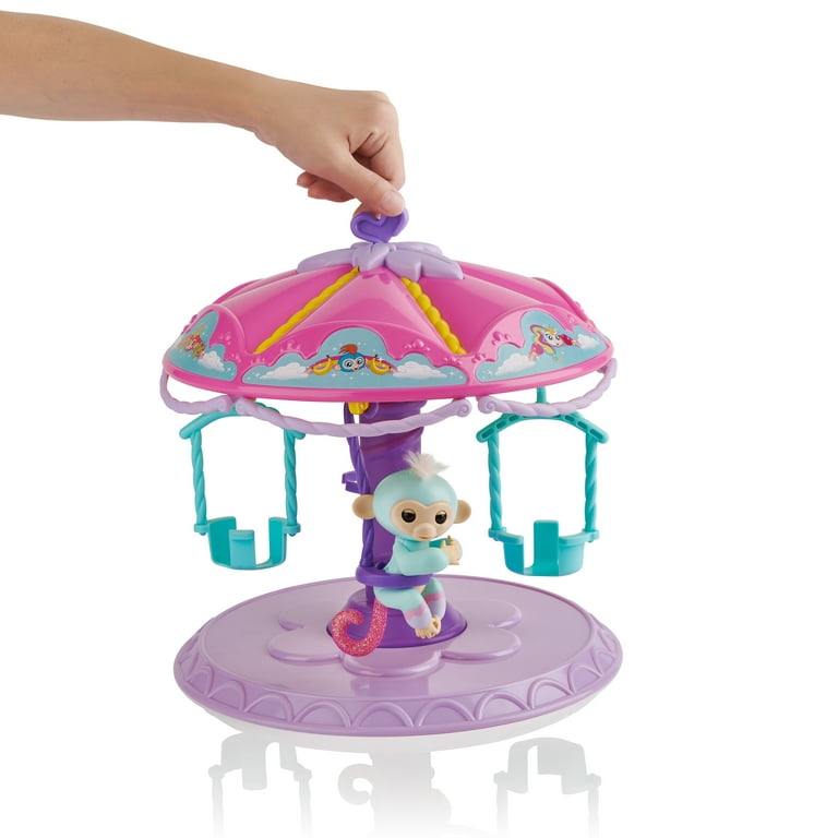 Fingerlings Playset Twirl a Whirl Carousel with 1 Fingerlings Baby Monkey