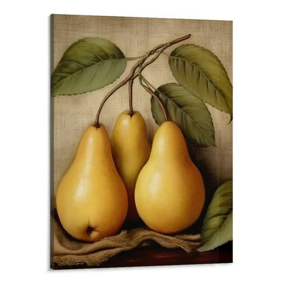 PRATYUS  Framed Fruit Kitchen Decor Artwork for Wall, Dinning Room Canvas Art, Vintage Decorations,Pictures,Pears Print Painting 16x20 Inch