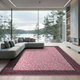thumbnail image 2 of ODIKA Pink Cheetah Leopard Print Zebra Stripe Border Spotted Bold Motif Non-Slip Flatwoven for Living Room, Under Sectional, Family, 2 of 7