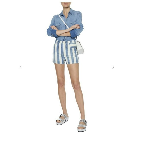CURRENT/ELLIOTT The Westside Striped Denim Shorts ( 27 )