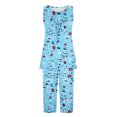 thumbnail image 4 of Conjunto de Verano para las Mujeres Impreso Cuello Redondo sin Mangas Y Pantalones, Casual de Dos Piezas para las Mujeres, 4 of 5