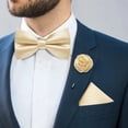 thumbnail image 2 of Beige Bow Ties for Men Pre-tied Silk Bowtie and Pocket Square Cufflinks Lapel Pin Set Tuxedo Wedding Party 4PCS, 2 of 5