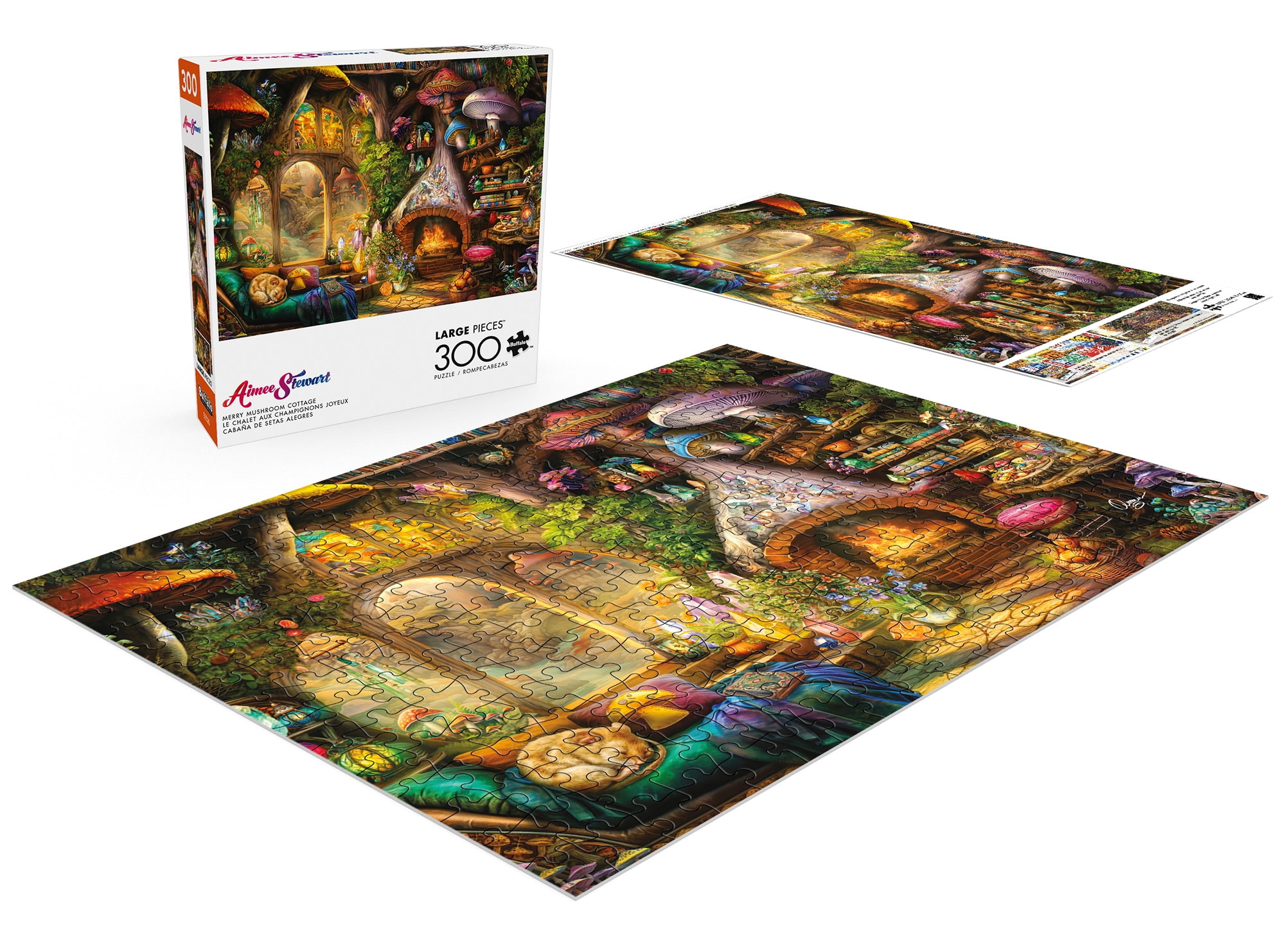 Buffalo Games Merry Mushroom Cottage 300-Piece 21.25 x 15-Inch Interlocking Jigsaw Puzzle for Adults Ages 14+