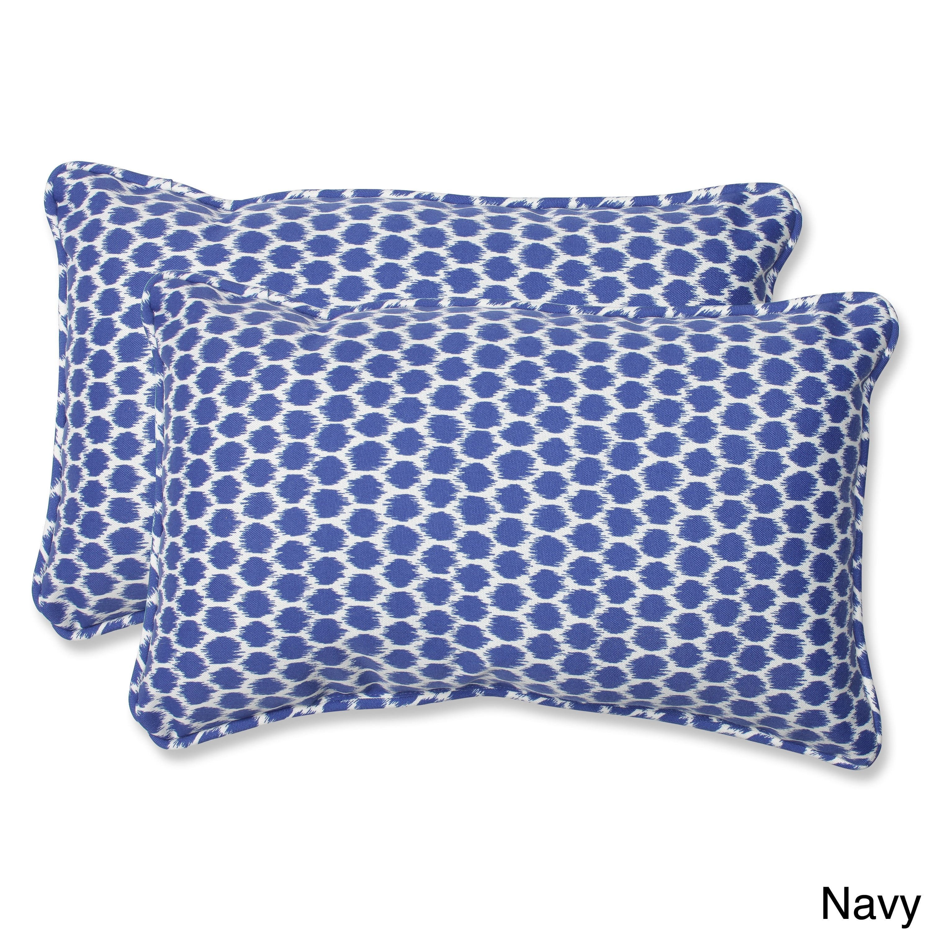 Pillow Perfect Outdoor/ Indoor Seeing Spots Navy Rectangular Throw Pillow (Set of 2)
